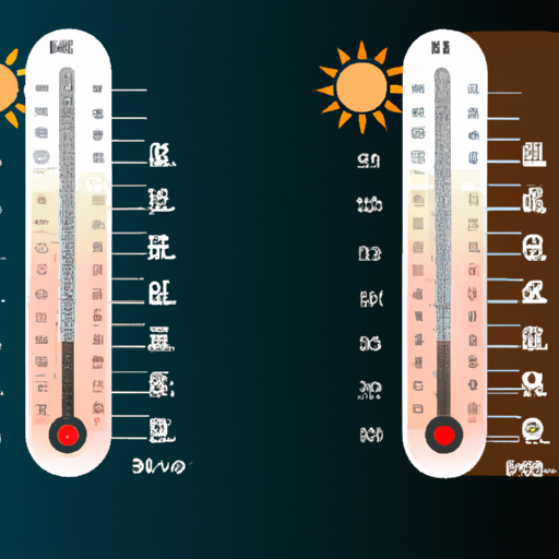 איור של מדחום, המראה את הטמפרטורה בצפון תאילנד בתקופות שונות של השנה.